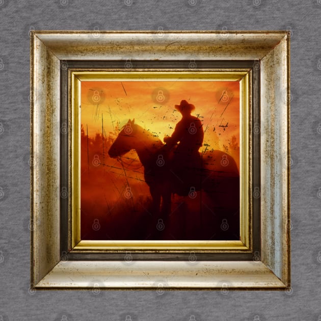 Silhouette Cowboy in retro vintage frame by Nano-none